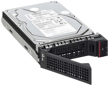 a Toshiba hard drive with a black cooling fan attached to it.