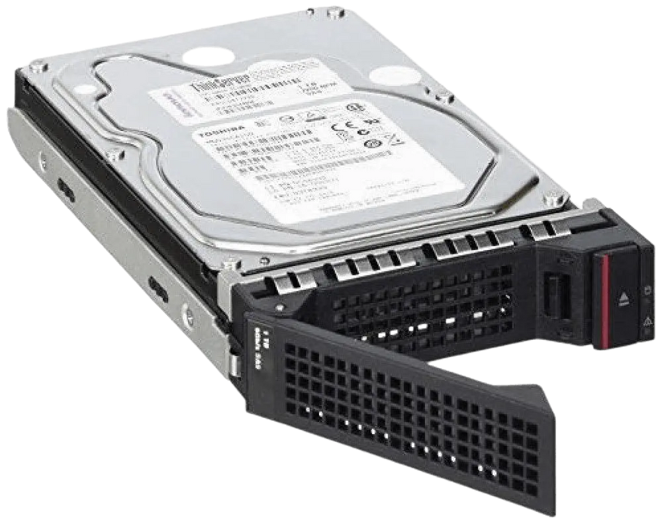 a Toshiba hard drive with a black cooling fan attached to it.