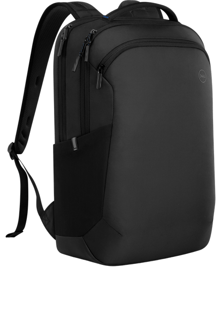 Mochila Dell CSG Pro EcoLoop, transporte de notebook 15.6", material reciclado, cor preta, tamanho compacto.