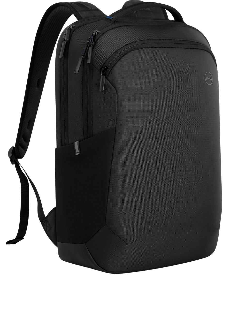 Mochila Dell CSG Pro EcoLoop, transporte de notebook 15.6", material reciclado, cor preta, tamanho compacto.