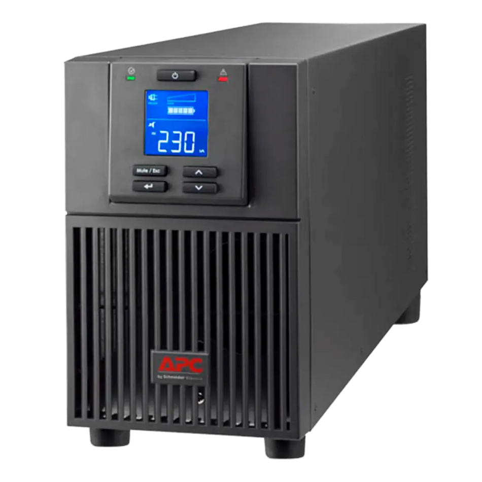a black electrical device, likely a UPS (Uninterruptible Power Supply) or a similar power supply unit. It has a digital display and a control panel with various buttons, indicating its functionality and control capabilities.