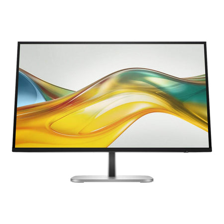 Monitor HP S5 Pro preto, com tela plana de moldura fina, suporte central e base prateada retangular.