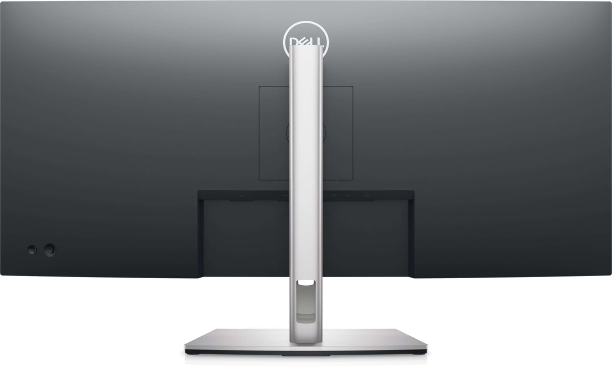 Rear view of Dell CSG P3424WE 34" UltraSharp monitor showcasing sleek design and ergonomic stand.
