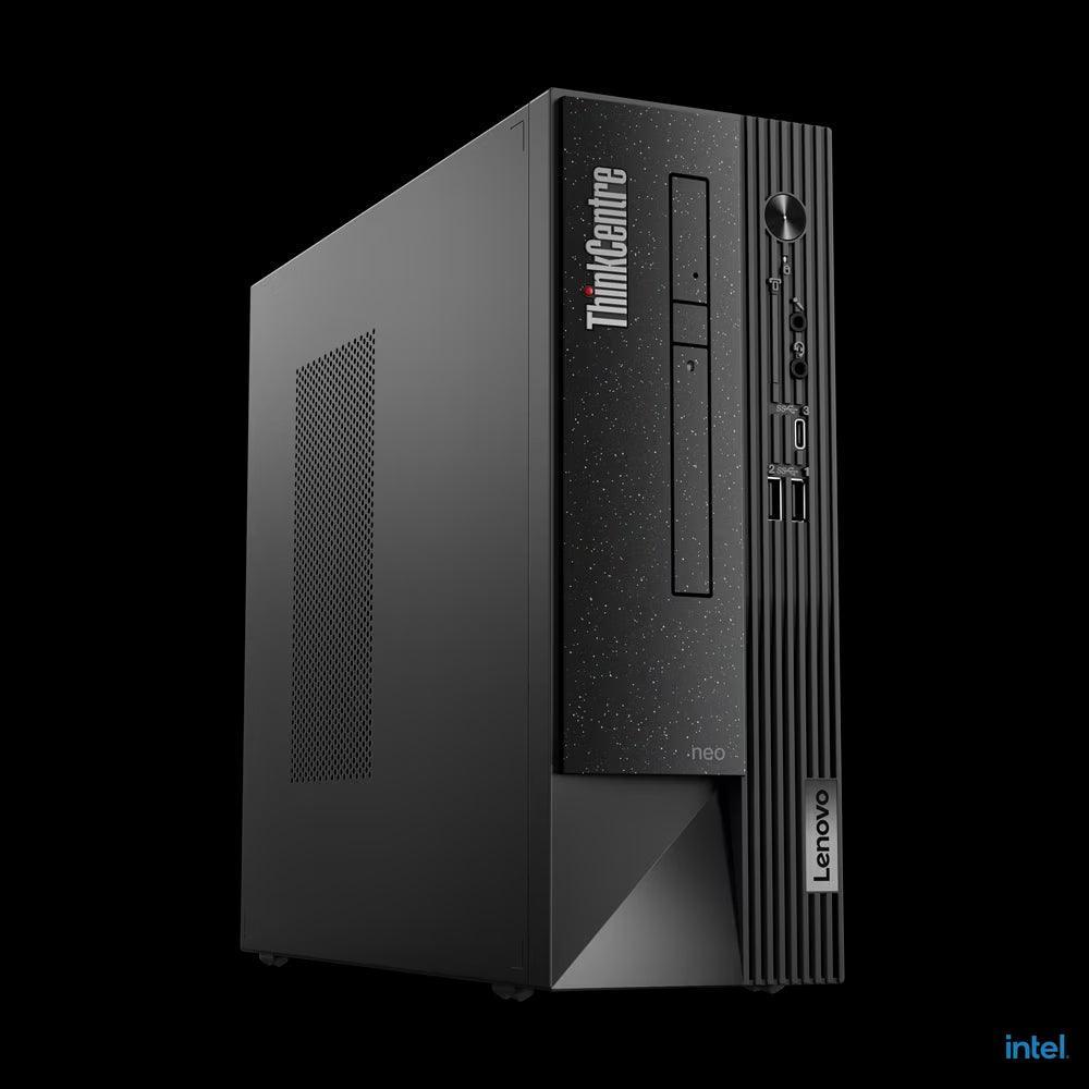 Lenovo Neo50s SFF desktop PC with Intel Core i5-14400, sleek black design, ideal for home and office use.