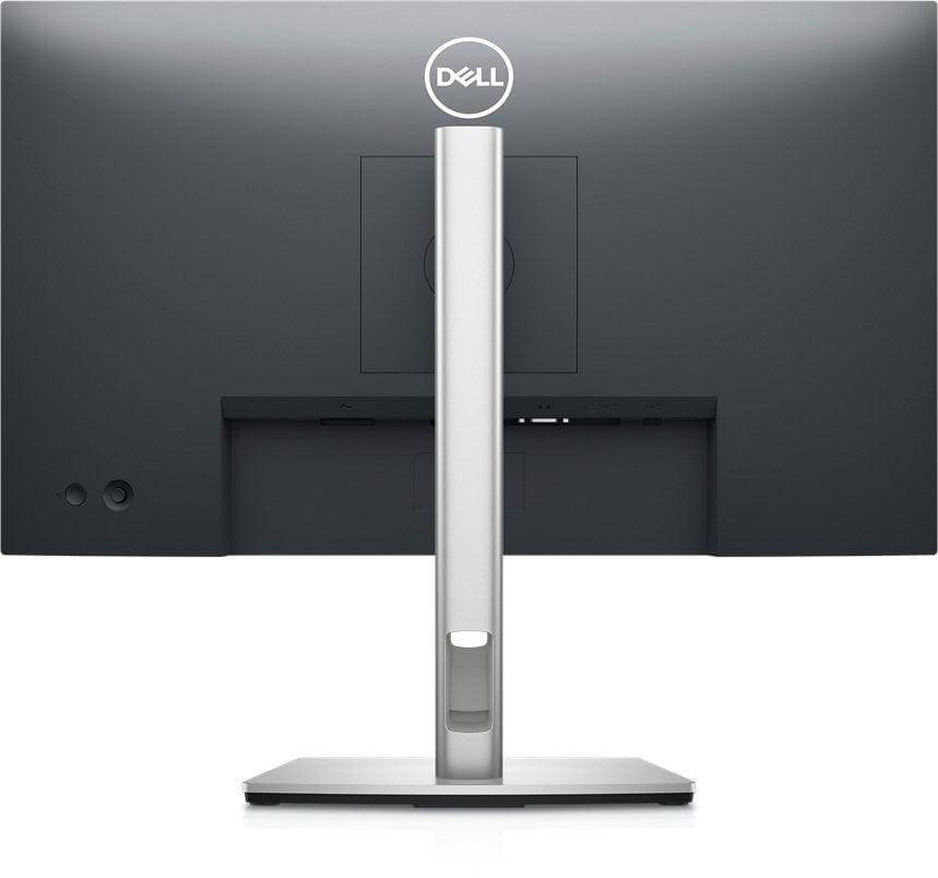 Back view of Dell CSG P2425H monitor with sleek silver stand and logo, showcasing IPS panel design.
